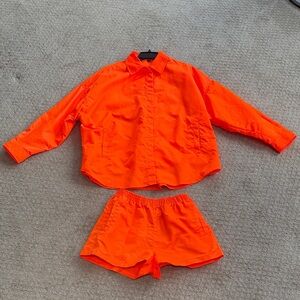 The Frankie Shop Perla Orange Shirt & Shorts Set | Matching Set
